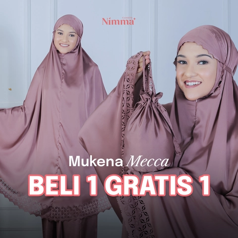 B1G1 - Mukena  Dewasa Silky Laser Cut - MECCA BLUSH